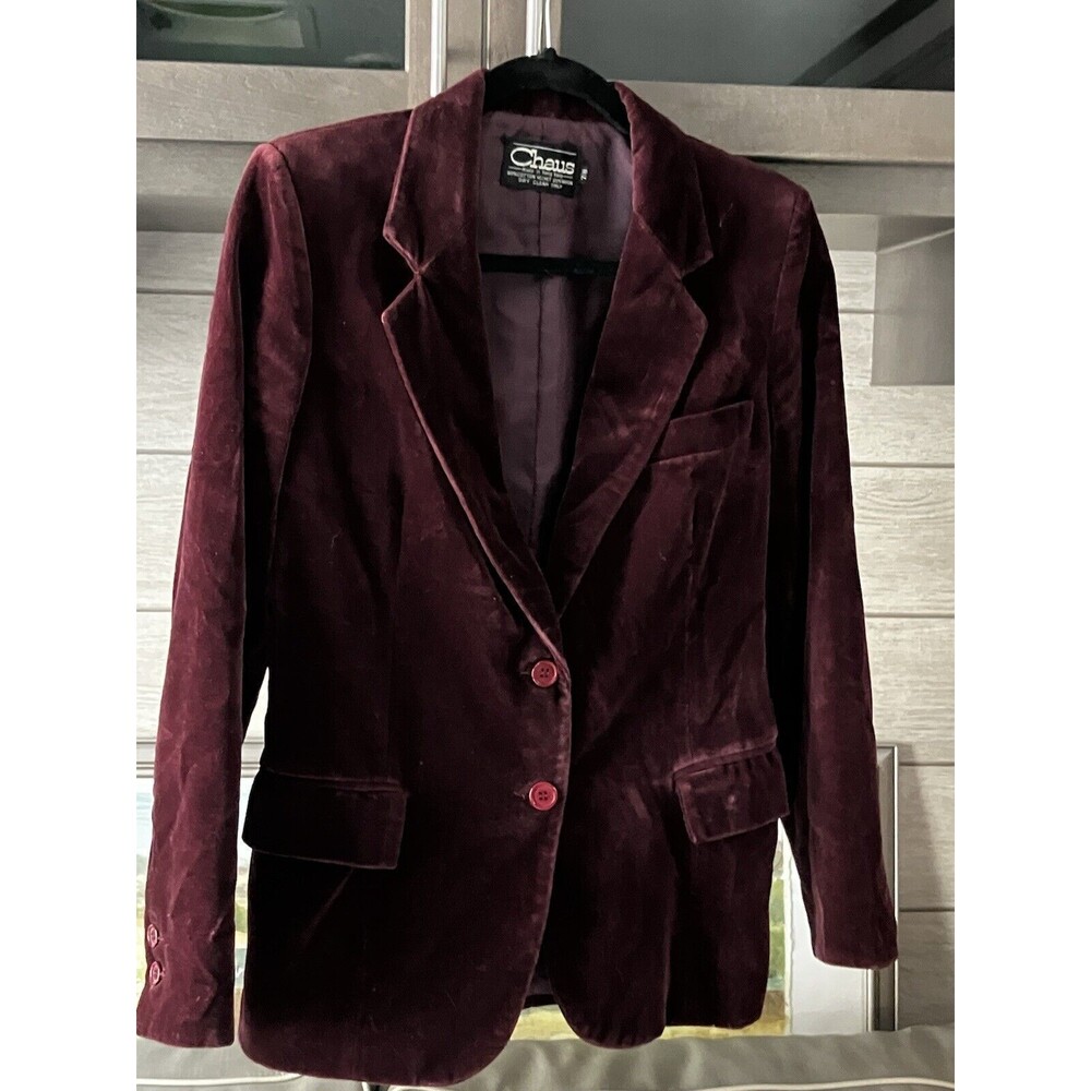 Vintage Chaus burgundy velvet blazer womens Size 7/8